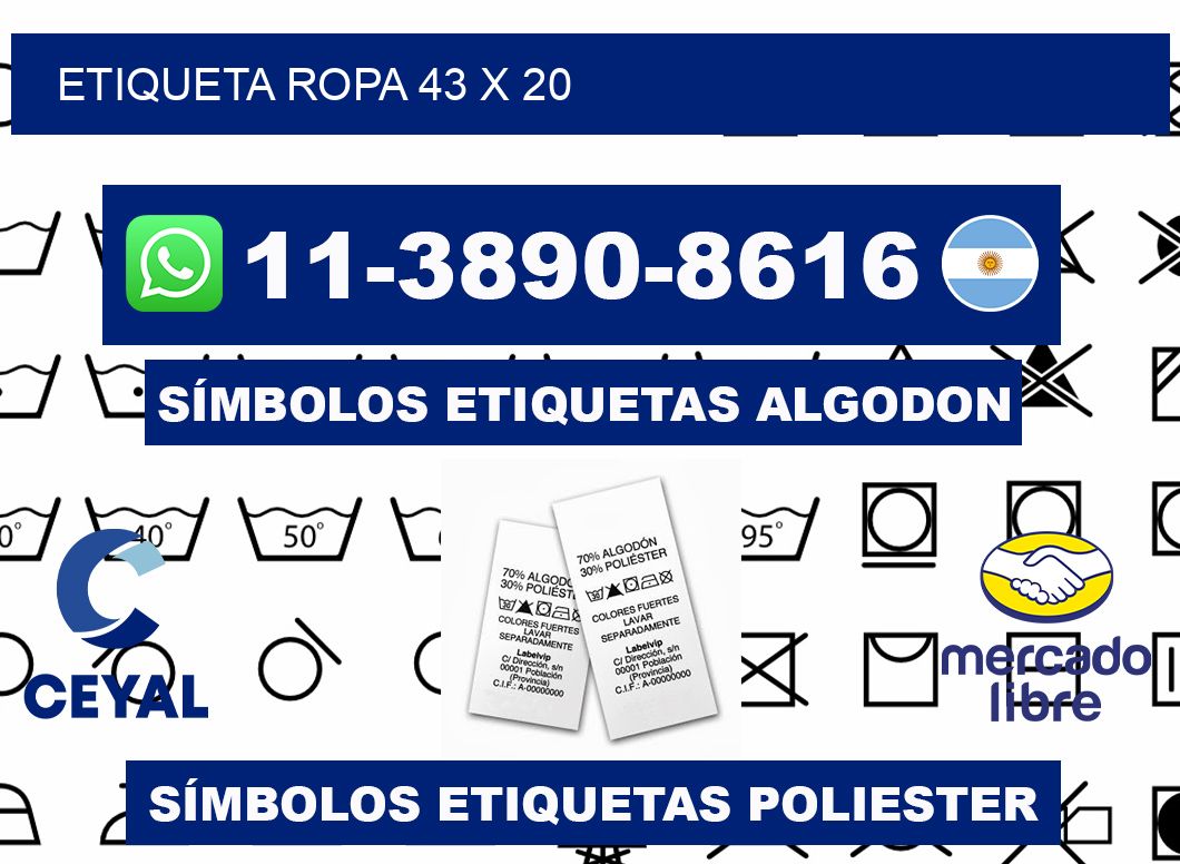 etiqueta ropa 43 x 20