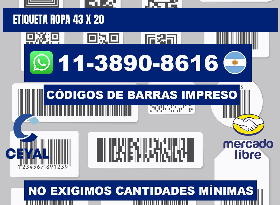 etiqueta ropa 43 x 20