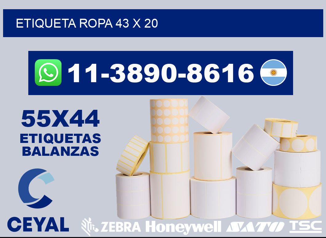 etiqueta ropa 43 x 20