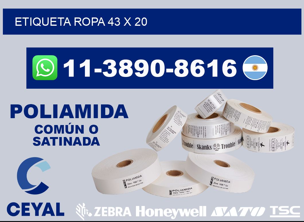 etiqueta ropa 43 x 20