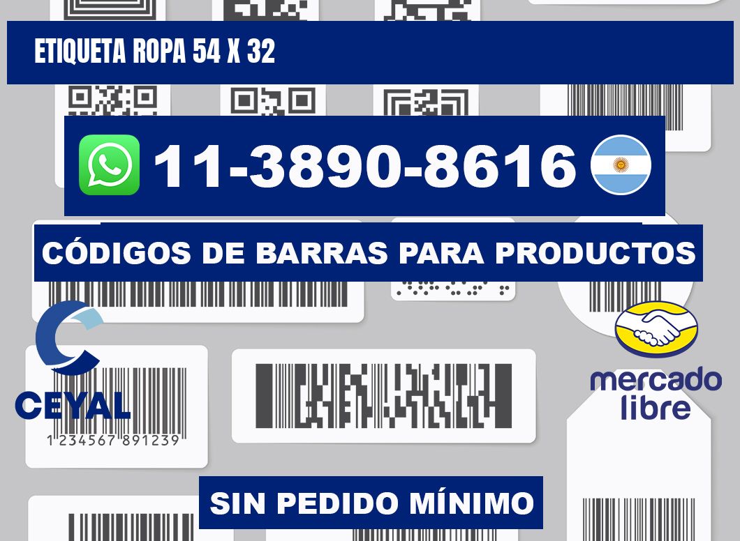 etiqueta ropa 54 x 32