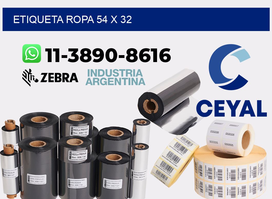 etiqueta ropa 54 x 32