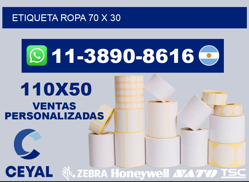 etiqueta ropa 70 x 30