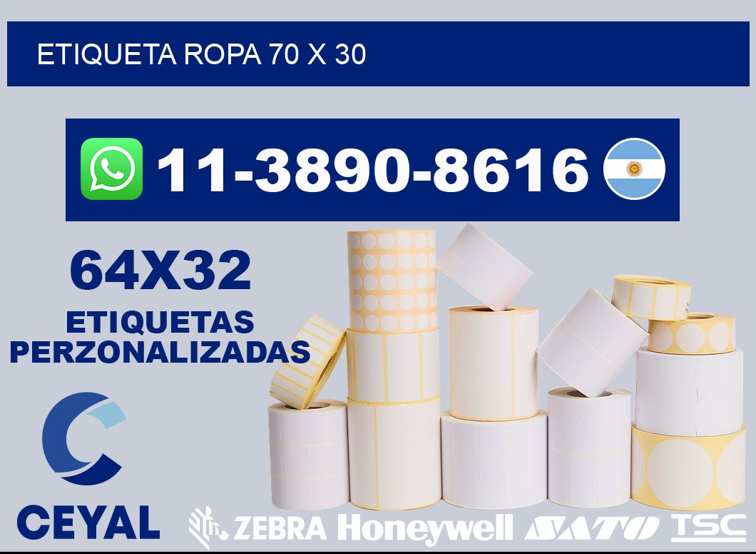 etiqueta ropa 70 x 30