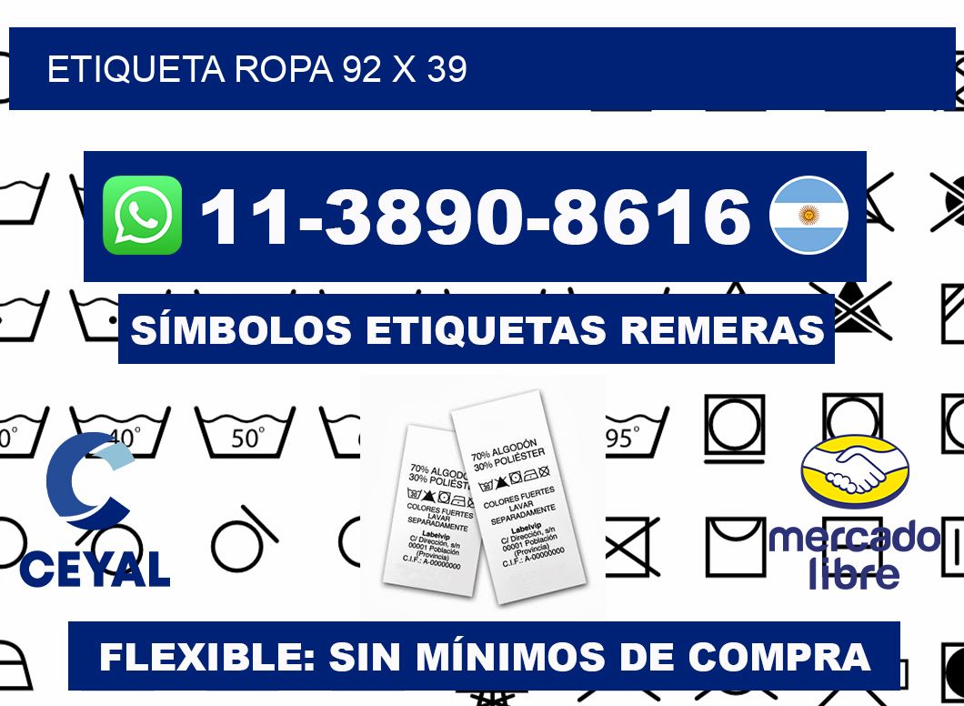 etiqueta ropa 92 x 39