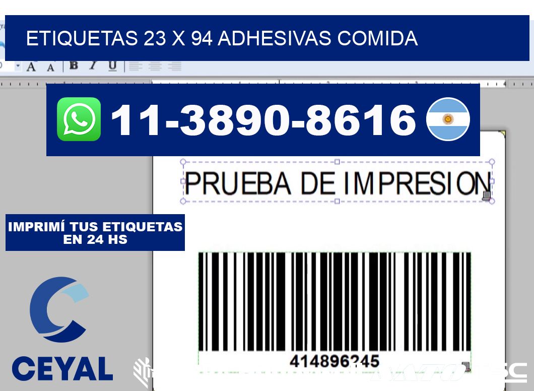 etiquetas 23 x 94 adhesivas comida