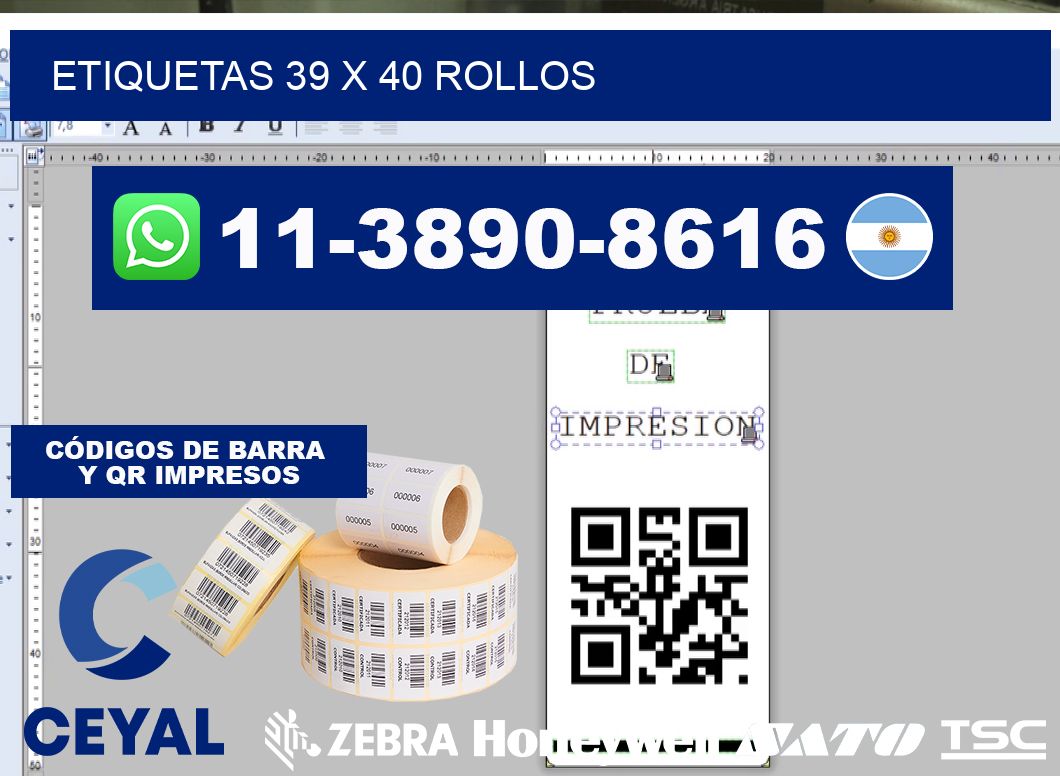 etiquetas 39 x 40 rollos
