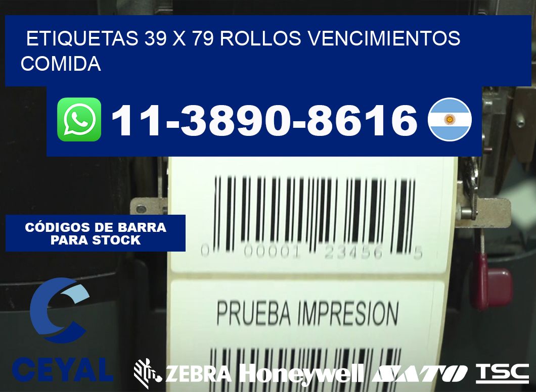 etiquetas 39 x 79 rollos vencimientos comida