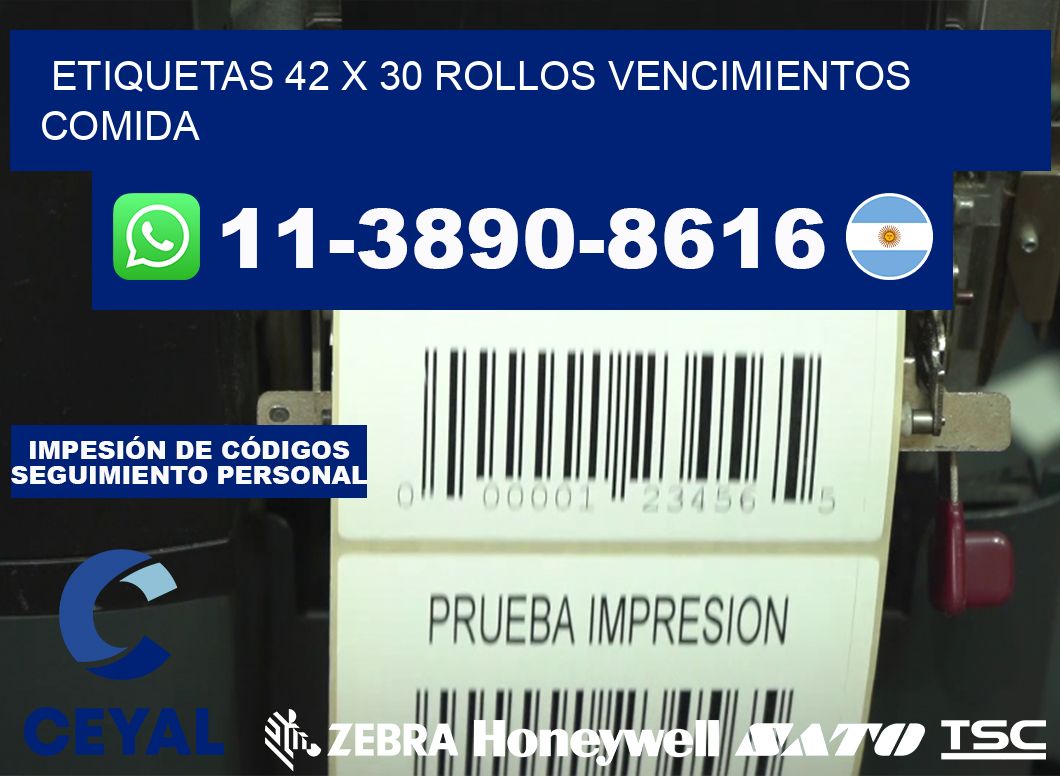 etiquetas 42 x 30 rollos vencimientos comida