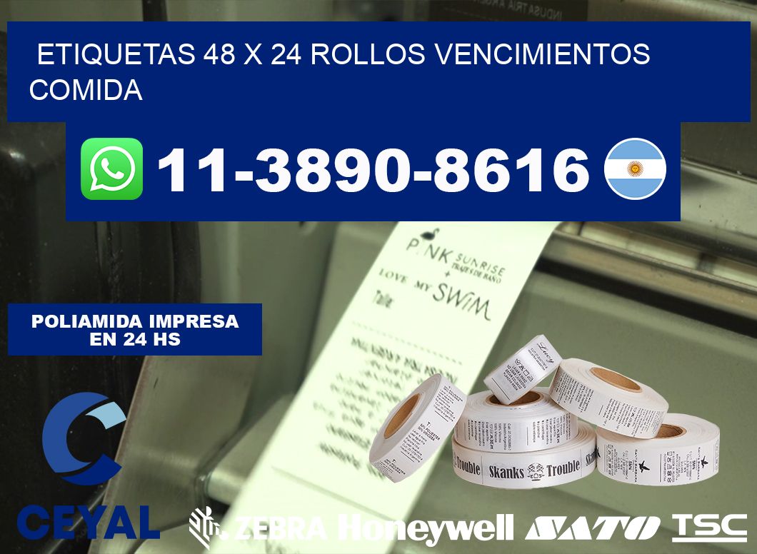 etiquetas 48 x 24 rollos vencimientos comida