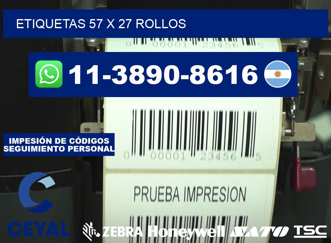 etiquetas 57 x 27 rollos