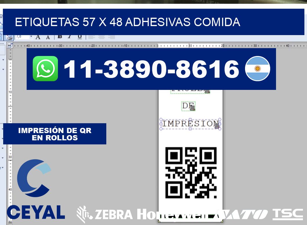 etiquetas 57 x 48 adhesivas comida