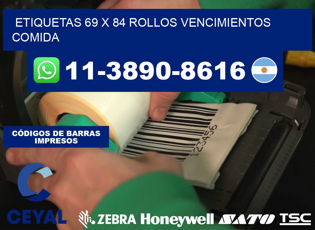etiquetas 69 x 84 rollos vencimientos comida