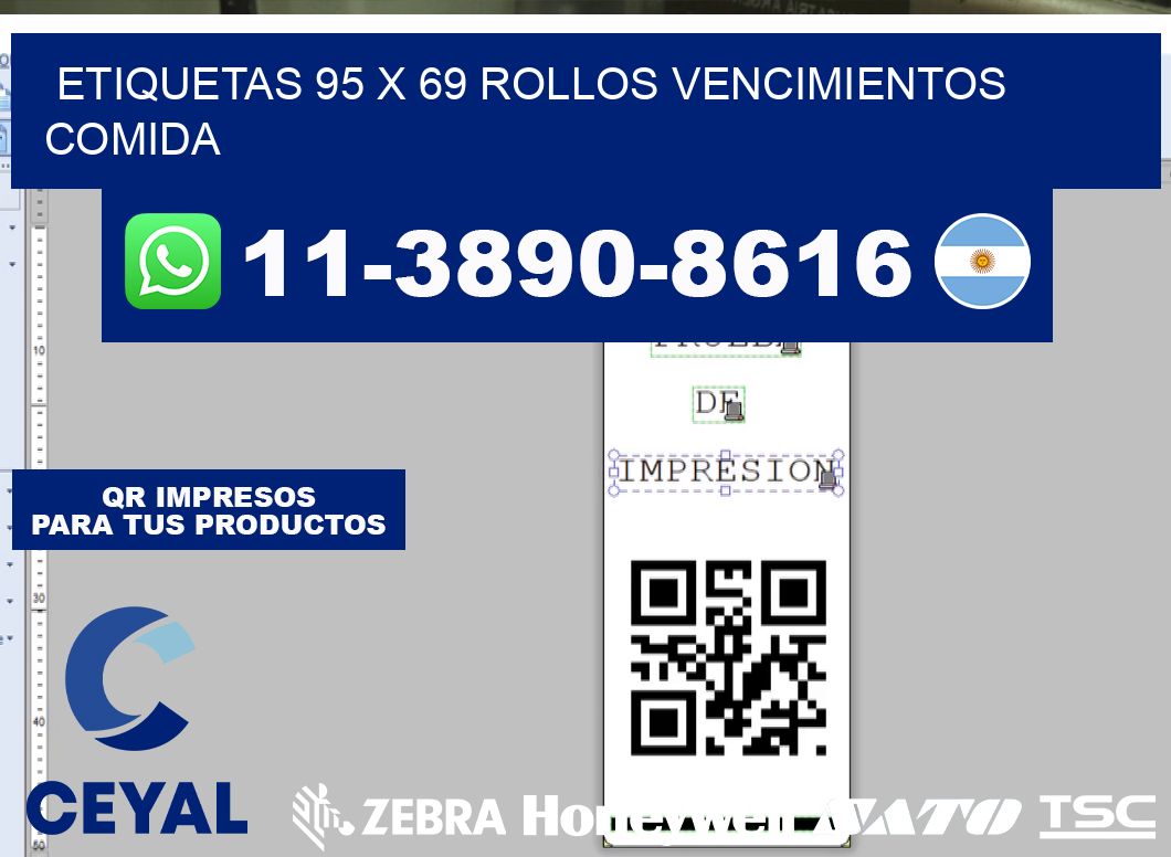 etiquetas 95 x 69 rollos vencimientos comida