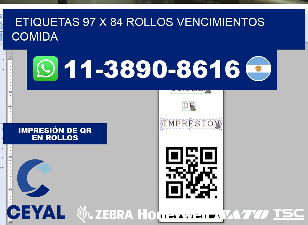 etiquetas 97 x 84 rollos vencimientos comida