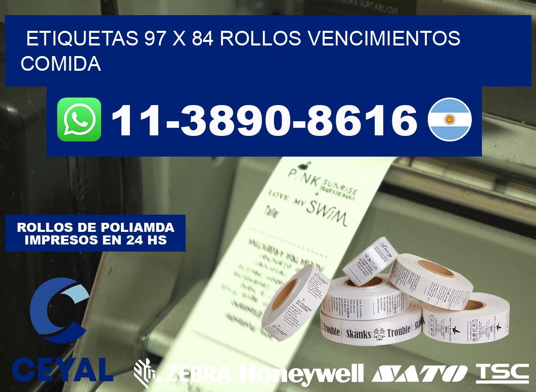 etiquetas 97 x 84 rollos vencimientos comida