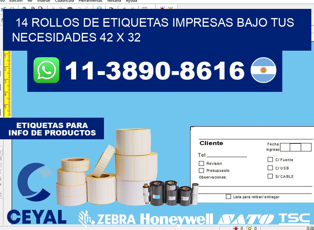 14 rollos de etiquetas impresas bajo tus necesidades 42 x 32