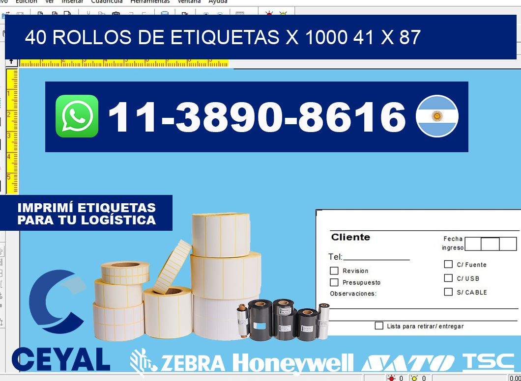 40 rollos de etiquetas x 1000 41 x 87