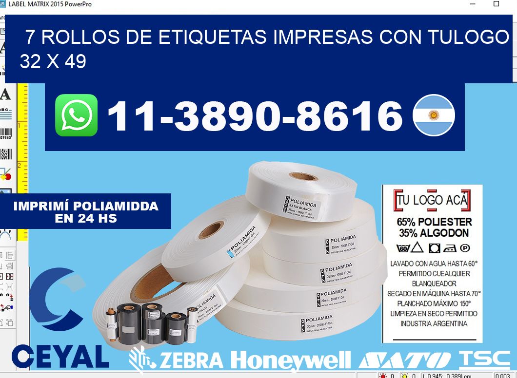 7 rollos de etiquetas impresas con tulogo 32 x 49