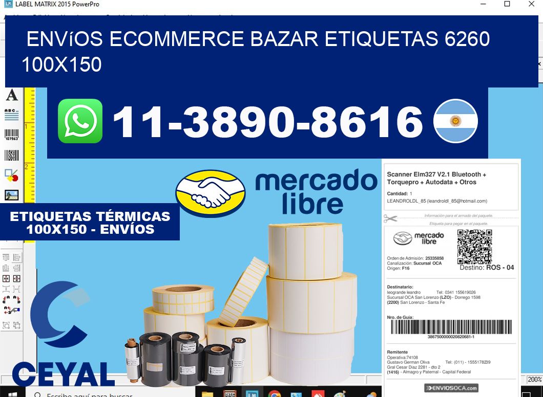 Envíos Ecommerce bazar etiquetas 6260 100x150