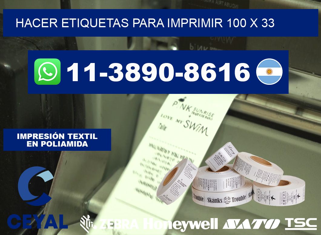 Hacer etiquetas para imprimir 100 x 33