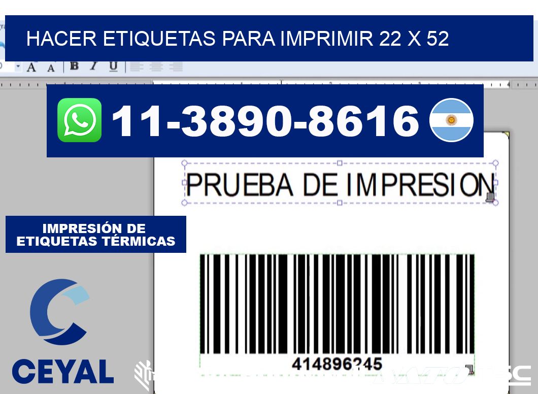 Hacer etiquetas para imprimir 22 x 52