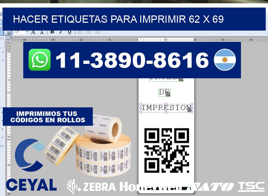 Hacer etiquetas para imprimir 62 x 69