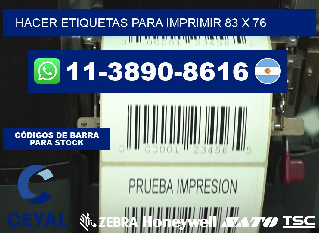 Hacer etiquetas para imprimir 83 x 76