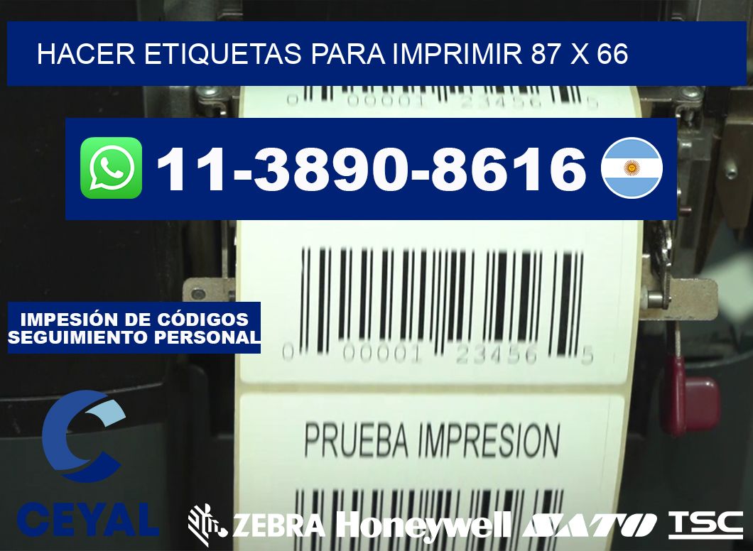Hacer etiquetas para imprimir 87 x 66