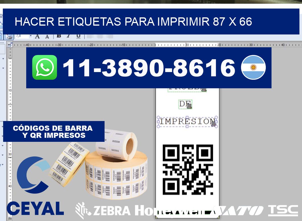 Hacer etiquetas para imprimir 87 x 66