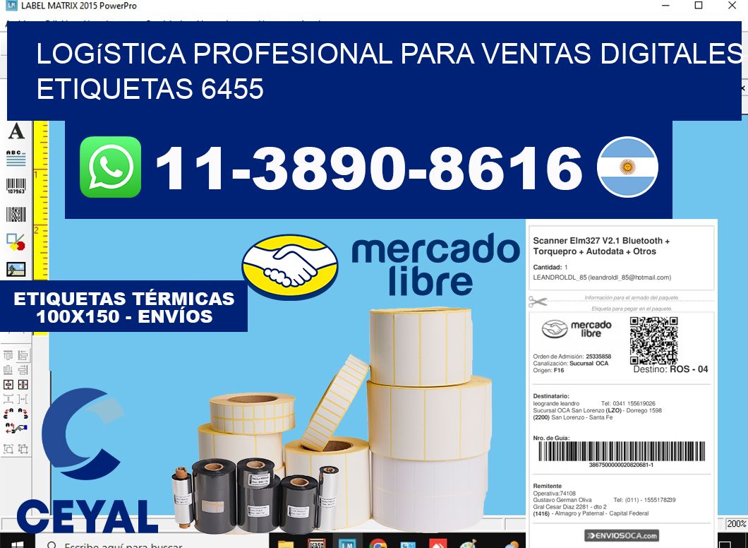 Logística profesional para ventas digitales etiquetas 6455