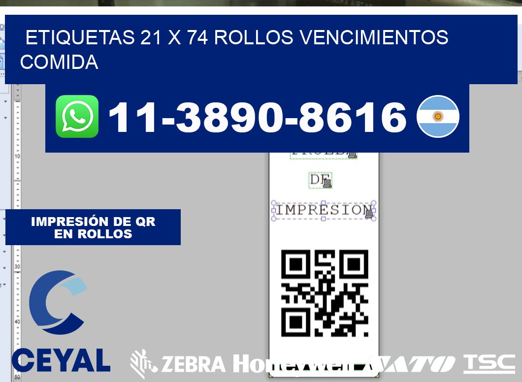 etiquetas 21 x 74 rollos vencimientos comida