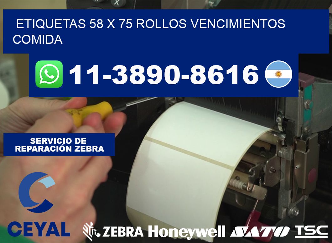 etiquetas 58 x 75 rollos vencimientos comida