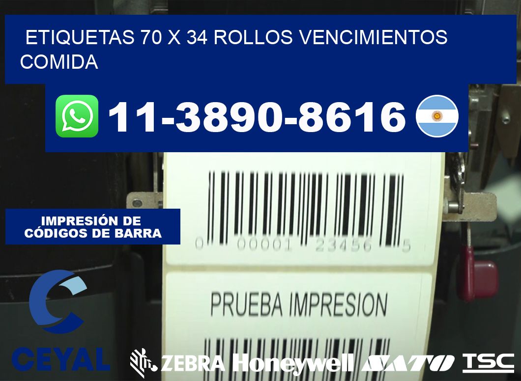 etiquetas 70 x 34 rollos vencimientos comida