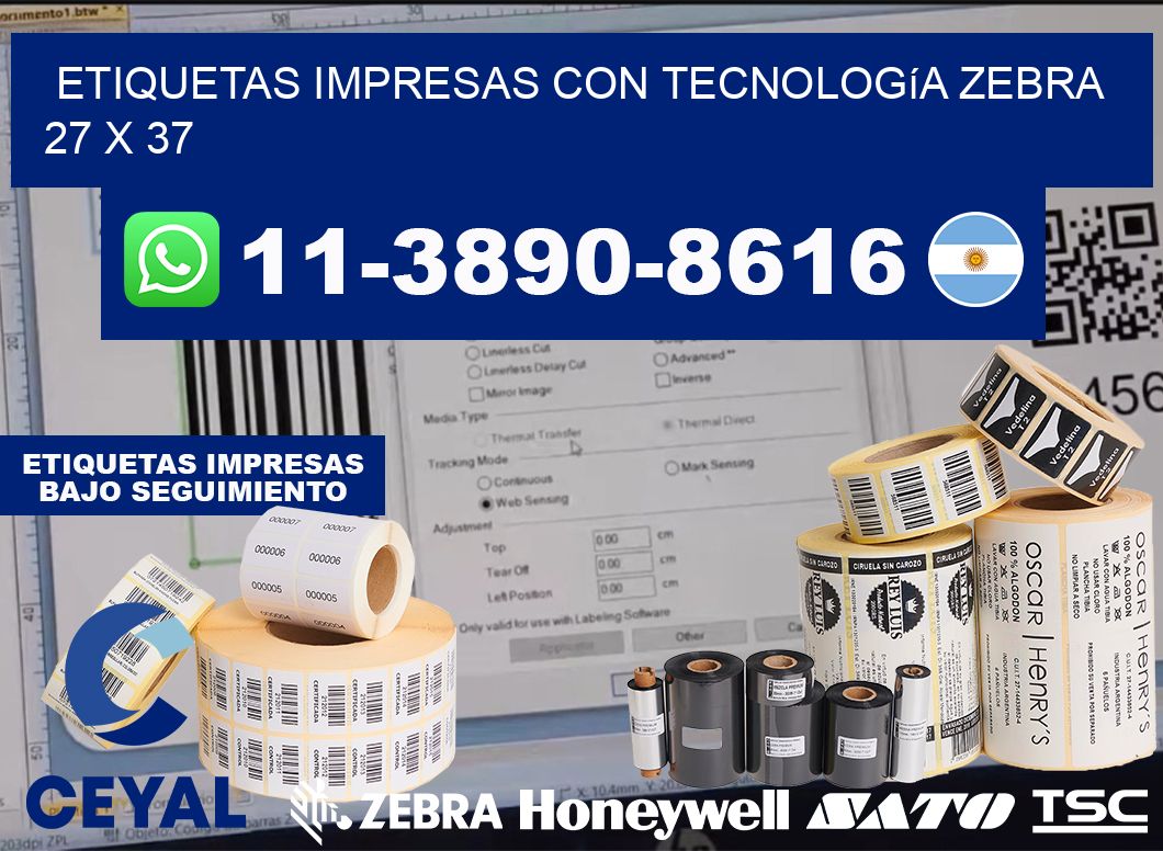 etiquetas impresas con tecnología Zebra 27 x 37