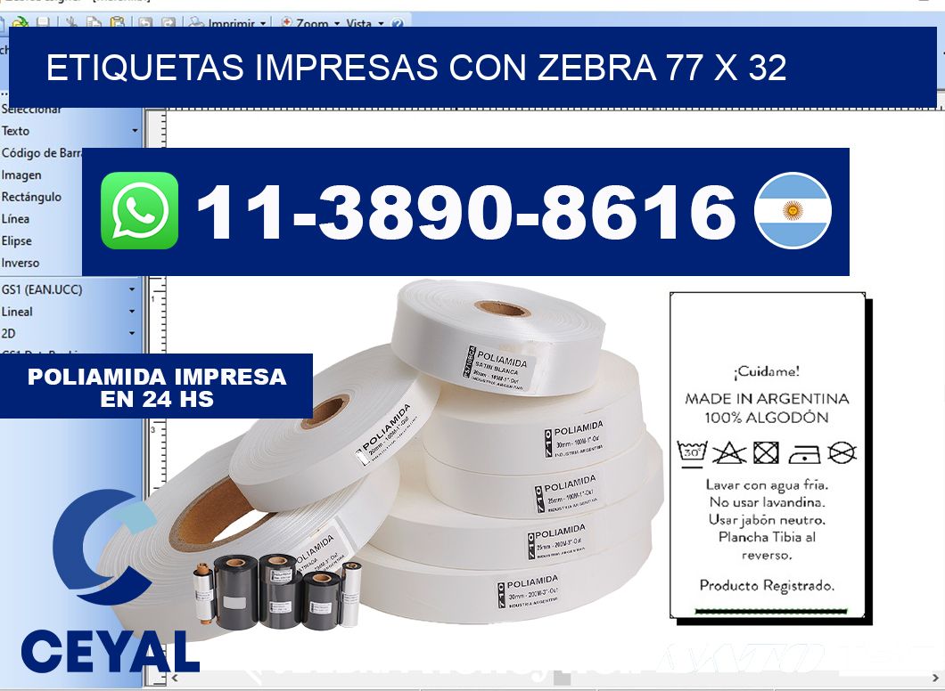 etiquetas impresas con zebra 77 x 32