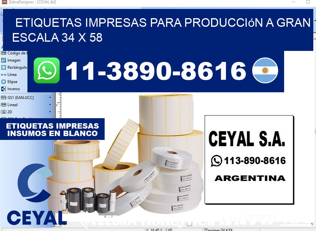 etiquetas impresas para producción a gran escala 34 x 58