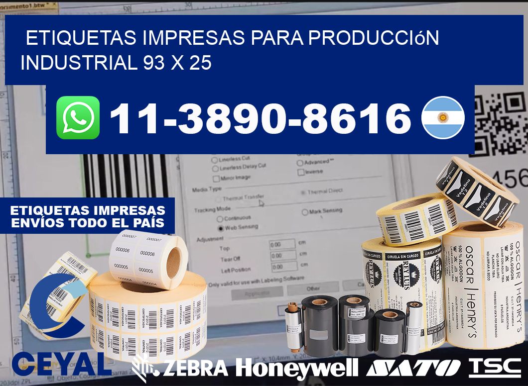 etiquetas impresas para producción industrial 93 x 25