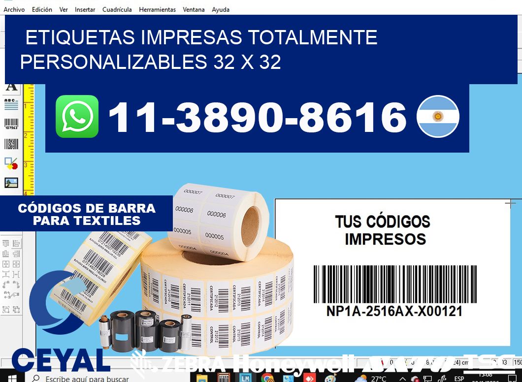 etiquetas impresas totalmente personalizables 32 x 32