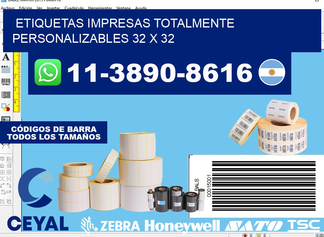 etiquetas impresas totalmente personalizables 32 x 32