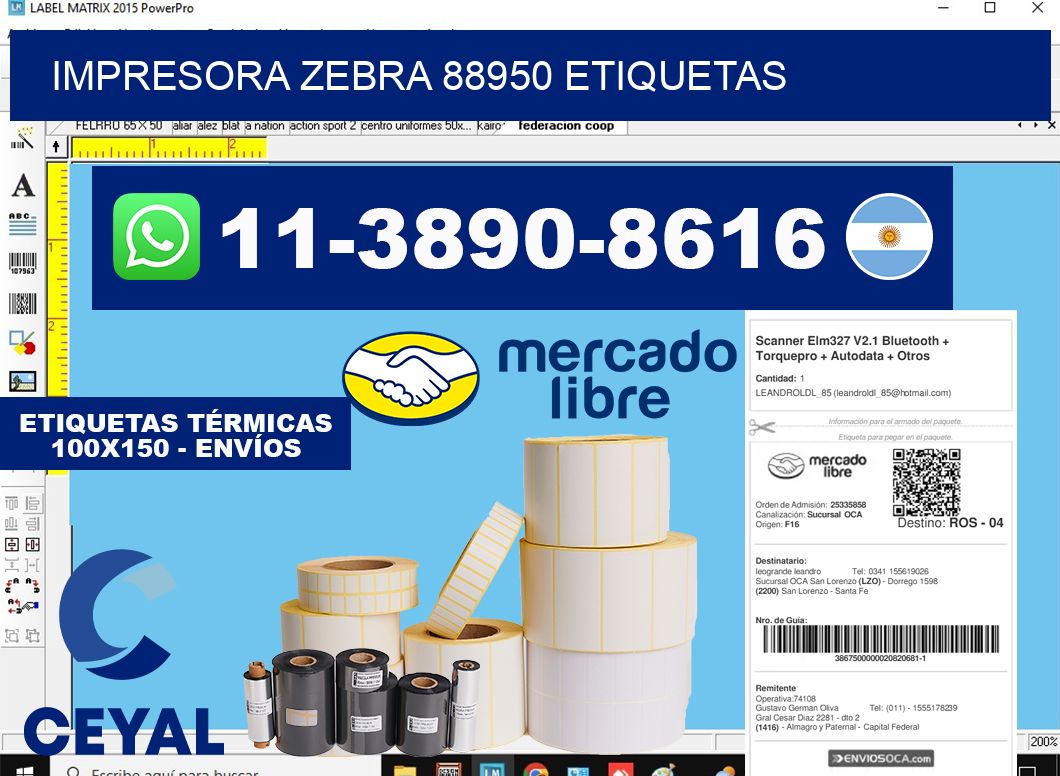 impresora zebra 88950 etiquetas