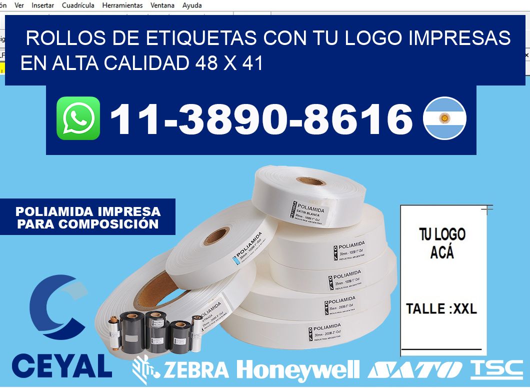 rollos de etiquetas con tu logo impresas en alta calidad 48 x 41