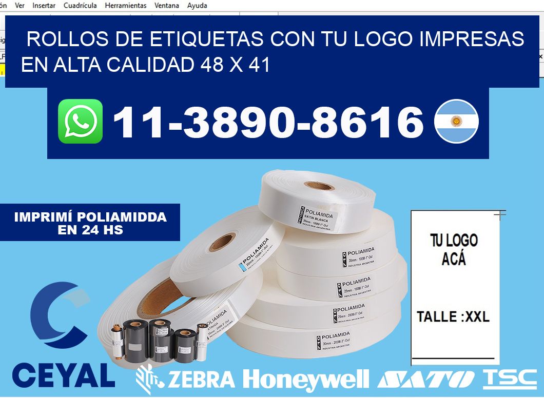 rollos de etiquetas con tu logo impresas en alta calidad 48 x 41