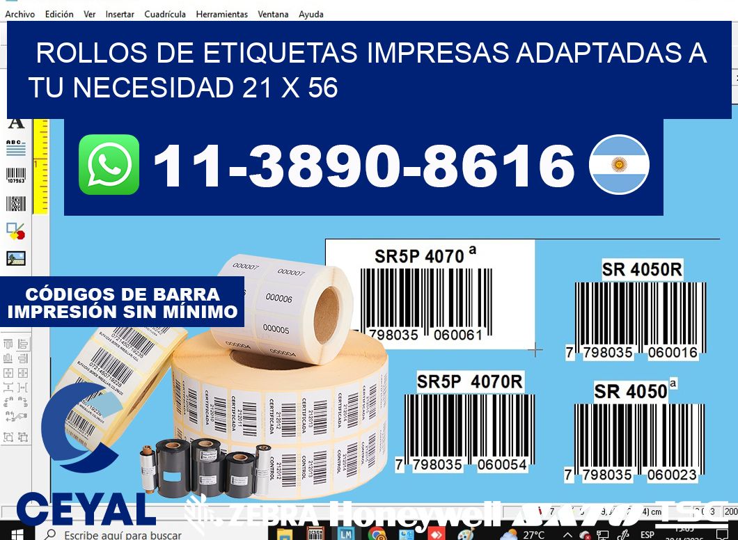 rollos de etiquetas impresas adaptadas a tu necesidad 21 x 56