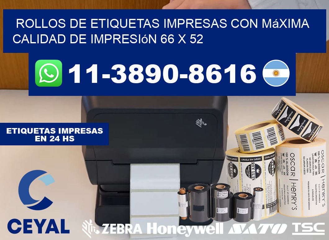 rollos de etiquetas impresas con máxima calidad de impresión 66 x 52