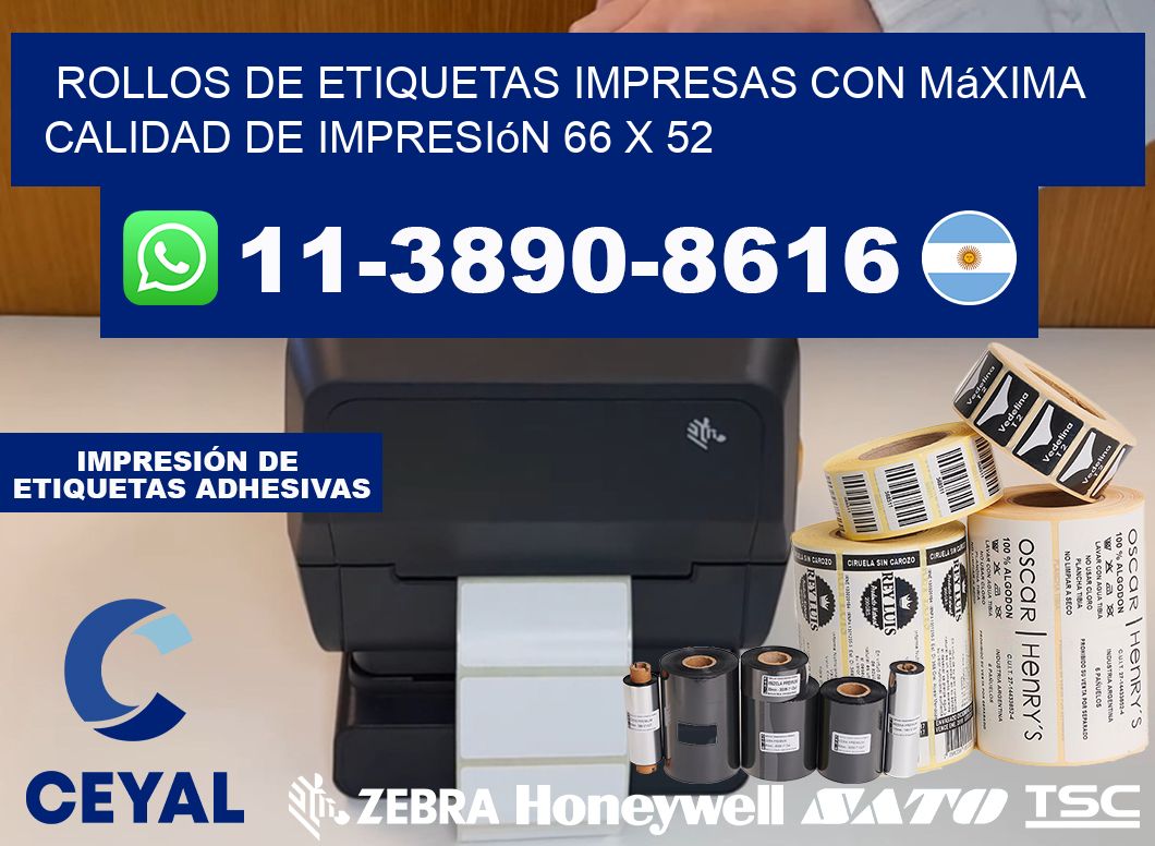 rollos de etiquetas impresas con máxima calidad de impresión 66 x 52