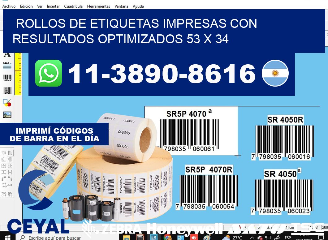 rollos de etiquetas impresas con resultados optimizados 53 x 34