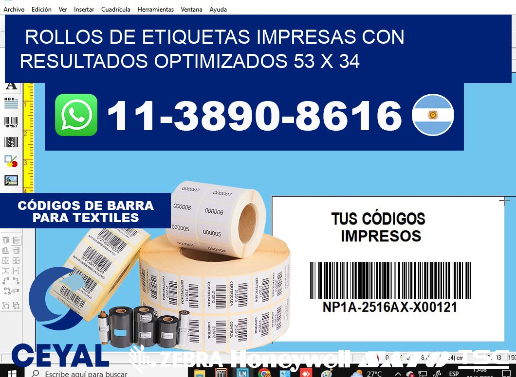 rollos de etiquetas impresas con resultados optimizados 53 x 34