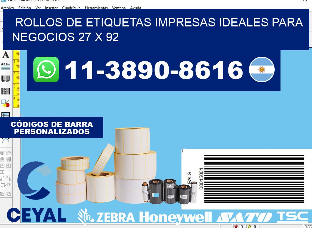 rollos de etiquetas impresas ideales para negocios 27 x 92