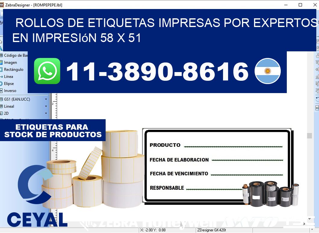 rollos de etiquetas impresas por expertos en impresión 58 x 51